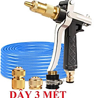 Bộ dây vòi xịt nước rửa xe, tưới cây .tăng áp 3 lần,loại 3m, 5m 206236 đầu đồng,cút đồng,nối đồng+ tặng móc khoá