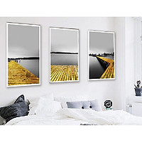 Bộ tranh 3 Bức - Tranh treo tường phòng khách- Tranh 3D Hiện Đại HD25825 /Gỗ MDF cao cấp phủ kim sa/ Chống ẩm mốc, mối mọt/Bo viền góc tròn