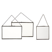 3pack Vintage Glass Picture Photo Frame Display Frames With Hook And Chain