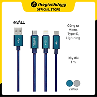 Cáp 3 đầu Lightning Type C Micro 1m eValu Spanker B 2 - Hàng chính hãng
