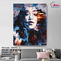 Tranh tự tô màu sơn dầu số hóa Mã CN0701 Tranh cô gái và thiên nhiên nghệ thuật