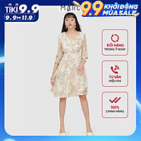 Đầm nữ MARC FASHION hoạ tiết xếp li vai tay smocking