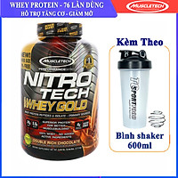 Combo Sữa tăng cơ giảm mỡ cao cấp Nitro Whey gold của Muscletech hộp 76 lần dùng cho người tập Gym & Bình lắc 600ml (Mẫu ngẫu nhiên)