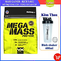 Combo Sữa tăng cân tăng cơ MEGA MASS của VITAXTRONG hương Chocolate bịch 5.4kg hỗ trợ tăng cân tăng cơ nhanh cho người gầy, khó hấp thụ & Bình shaker 600ml (Mẫu ngẫu nhiên)