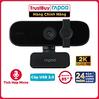 Webcam RAPOO XW2K Độ Phân Giải 2K, Micro Khử Ồn Kép, Góc Rộng 85 Độ, Quay Ngang 360 Độ - Hàng Chính Hãng