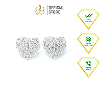 Bông tai bạc QMJ Trái tim 3D nạm đá lấp lánh, sang chảnh - Q200