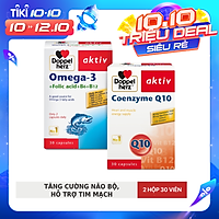 Bộ đôi tăng cường sức khỏe não bộ và tim mạch Doppelherz Omega 3 + Coenzyme Q10 ( 02 hộp 30 viên )