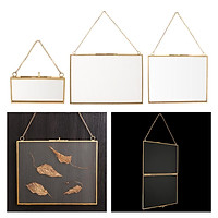 3x Chic Two Sided Wall-mounted Transparent Glass Hanging Frame W/ Hook+Chain