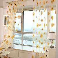 Breathable Sunflower Printing Curtain for Living Room Balcony Decoration