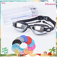 Kính Bơi Tráng Gương kèm bịt tại cao cấp Cleacco chống sương mù , chống tia UV Hàng chính hãng - Tặng kèm nón bơi Silicon ( Màu ngẫu nhiên )