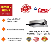 Combo Máy Hút Mùi Canzy CZ 7002G + Ống bạc giảm ồn - Hàng Chính Hãng