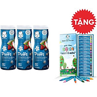 Gift Set 3 Gerber Puff Dâu Táo - Tặng Bộ Chì 24 Màu