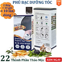 Phủ Bạc Dưỡng tóc Thảo Mộc 2N Màu Nâu Đen combo 2 hộp = 10 Gói/ 10 LETMIMO bestke