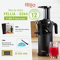 Máy ép trái cây rau củ quả chậm Fellia S264; máy hoạt động mạnh công suất 200W, vòng quay 40-80 vòng/phút; máy ép gọn nhẹ, lắp rắp 3s, vệ sinh 5s- Chính hãng