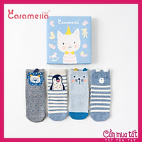 Tất Caramella Mẫu Mèo Xanh Cho Bé Yêu, Vớ Trẻ Em Chất Đẹp 4 Đôi Kèm Hộp Đựng Xinh Xắn Đủ Size S M L XL