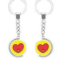 (Viền Tròn) Móc khóa kim loại in hình BTS CHIBI Tata Mang Chimmy RJ Koya Cooky Shooky Van idol kpop xinh xắn