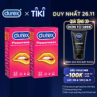 Combo 2 Bao cao su Durex Pleasuremax Hộp 12 Bao