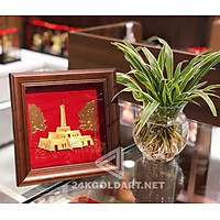 Tranh cột cờ Hà Nội ( 20 x 20cm) dát vàng MT Gold Art- Hàng chính hãng, trang trí nhà cửa, phòng làm việc, quà tặng sếp, đối tác, khách hàng, tân gia, khai trương