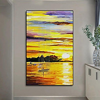 Tranh Pha Lê Tráng Gương Treo Tường Hiện Đại _ Hoàng Hôn Trên Biển