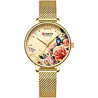 CURREN 9060 Luxury Casual Business Quartz Women Watch Flower Dial Elegant Exquisite Lady Wrist Watch 3ATM Waterproof