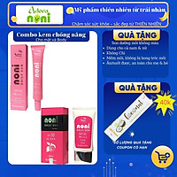 Bộ đôi Kem chống nắng dưỡng da từ thảo dược thiên nhiên Adeva Noni cho mặt và cho body - SPF 50+ PA+++, tặng kèm 1 son dưỡng môi không màu