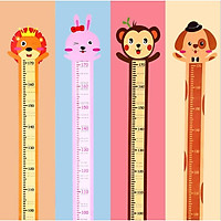 Decal dán tường thước đo chiều cao trẻ em bé hình con vật