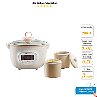 Nồi Ninh Hầm, Nấu Cháo, Chưng Yến, Nấu Cháo Chậm Đa Năng ( Hấp + Nấu ) 2 Tầng. Tặng Kèm Lồng Hấp + 2 Nồi Sứ 500ml -- Hàng Nhập Khẩu