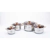 Bộ nồi Đức 6 món CHEF & CHEF -6688 Đun nấu nhanh và tiết kiệm năng lượng nhờ đáy 5 lớp - Hàng Chính Hãng