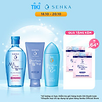Bộ sản phẩm Senka làm sạch và chống nắng dành cho mọi loại da (Tẩy trang Senka White 230ml + Sữa Rửa Mặt Senka Whip 120g + Gel chống nắng Senka UV Gel 80ml)