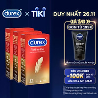 Bộ 3 Bao Cao Su Durex Fetherlite – Hộp 12 bao