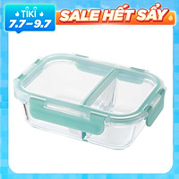 Hộp Thủy Tinh Chia Ngăn Lock&Lock 600ml, 860ml, 1040ml - Hàng Chính Hãng, Thân Bằng Thủy Tinh Chịu Nhiệt, Sử Dụng An Toàn Trong Lò Vi Sóng, Màu Mint
