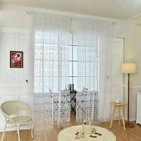 1PC Crochet Printed Tulle Curtain Drape Window Screening Gauze Balcony Voile for Home Hotel Decoration Unwashable (Rod Pocket Version)