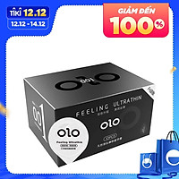 Bao cao su siêu mỏng OLO Manly đen, nhiều gel bôi trơn, hương thơm nhẹ - Hộp 10 bcs
