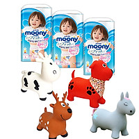 Combo 3 gói tã quần Moony cao cấp size M58/L44/XL38/XXL26 tặng thú nhún Toys House