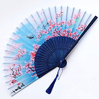 Quạt cổ trang tam sinh tam thế hoa đào Chiết Nhan cầm tay cosplay nan trúc trang trí in hình tặng ảnh thiết kế Vcone