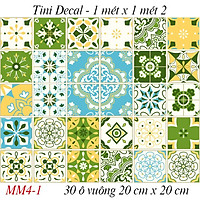 1 ô Decal Gạch bông dán 20x20 siêu to - Decal Gạch hoa dán tường, dán sàn, dán bếp. 1 ô gạch bông 20cmx20cm.