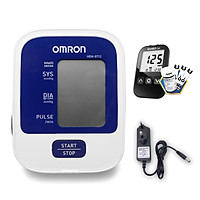 Máy đo huyết áp bắp tay Omron HEM-8712 + Tặng bộ đổi nguồn + Tặng máy đo đường huyết Gluneo Lite Hàn Quốc