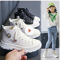 Giày bốt bé gái, giày boot cao cổ cho bé phong cách hàn quốc, da mềm cho bé 4 tuổi - 15 tuổi