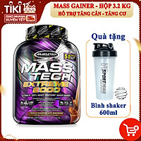Combo Sữa tăng cân tăng cơ MASS TECH EXTREME 2000 của MuscleTech hương Chocolate hộp 3.2kg hỗ trợ tăng cân tăng cơ nhanh cho người gầy kén ăn, khó hấp thu, khó tăng cân & Bình lắc 600 ml (Màu Ngẫu Nhiên)