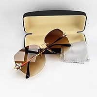 Mắt kính mát nữ không viền DKY1956, tròng Polarized phân cực, râm mát, chống nắng, chống tia UV. Form gọng kính kim loại ôm mặt