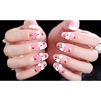 Móng tay giả nail thời trang đính đá - Bộ 24 móng
