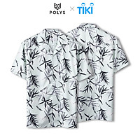 Áo Sơ Mi Nam Tay Ngắn Họa Tiết BAMBOO LEAVES - POLYS | Lụa Vân Chéo Mềm Mịn, Thoáng Mát, Không Gò Bó Hầm Bí