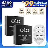 Bộ 2 hộp bao cao su OLO siêu mỏng 0.01mm Feeling Ultra Thin màu đen - hộp 3 chiếc - olo_store