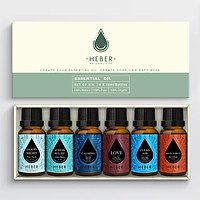 Set 6 Chai Tinh Dầu Ngủ Ngon+Giảm Stress+Xua Tan Mệt Mỏi+Lan Tỏa Yêu Thương+Làm Sạch Không Khí+Diệt Vi Khuẩn Heber | 100% Thiên Nhiên Nguyên Chất l 10ml