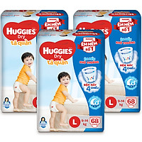 Combo 3 Gói Tã Quần Huggies Dry Gói Cực Đại L68 (68 Miếng)