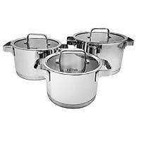 Bộ 3 nồi thép không gỉ 304 cao cấp FERROLI 24-20-18cm đáy 3 lớp - hàng chính hãng
