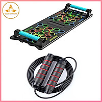 Combo Dụng Cụ Hít Đất Đa Năng, Dây Nhảy Lõi Thép - YOGA QG, Hít Đất Bản Nâng Cấp Với 34 Lỗ, Tay Cầm Có Đệm Mút Thoải Mái, Có Thể Tháo Lắp Dễ Dàng; Dây Nhảy Thể Dục Có Thể Điều Chỉnh Độ Dài Lên Đến 2m9, Tay Cầm Chắc Chắn, Chống Trượt - Hàng chính hãng