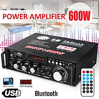 12V 220V 2CH 600W Digital Power Amplifier bluetooth 5.0 HIFI FM Stereo Radio MP3