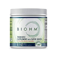 BIOHM Super Greens Powder for Super Green Juice or Smoothie Drink, Probiotic Supplement Blend with 20+ Organic Green Whole Foods; Non-GMO for Digestive and Immune Health; 30 Servings