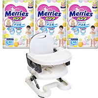Combo 3 gói tã dán/quần Merries nội địa Nhật tặng ghế ăn dặm Mastela điều chỉnh độ cao cho bé